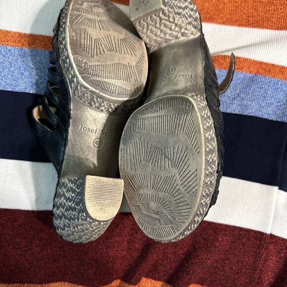 Josef Seibel black heels strappy peep toe sandals 41 9.5 10 - Picture 7 of 7